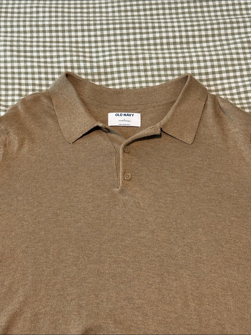 Mens Old Navy Tan Long Sleeve Polo Sweater - Picture 3 of 5